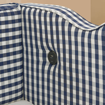 Gingham Daybed With USB Charging Port, Wave-Shaped Design - The Sleep Loft - Online Mattress Showroom NYC