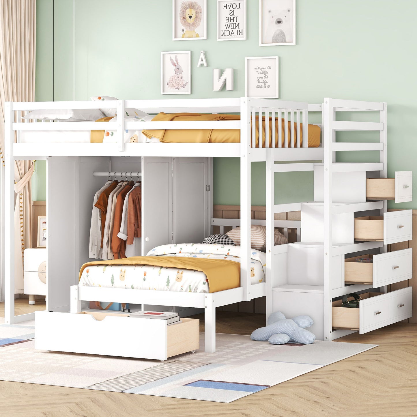 Bunk Bed With Wardrobe, Drawers - The Sleep Loft - Online Mattress Showroom NYC