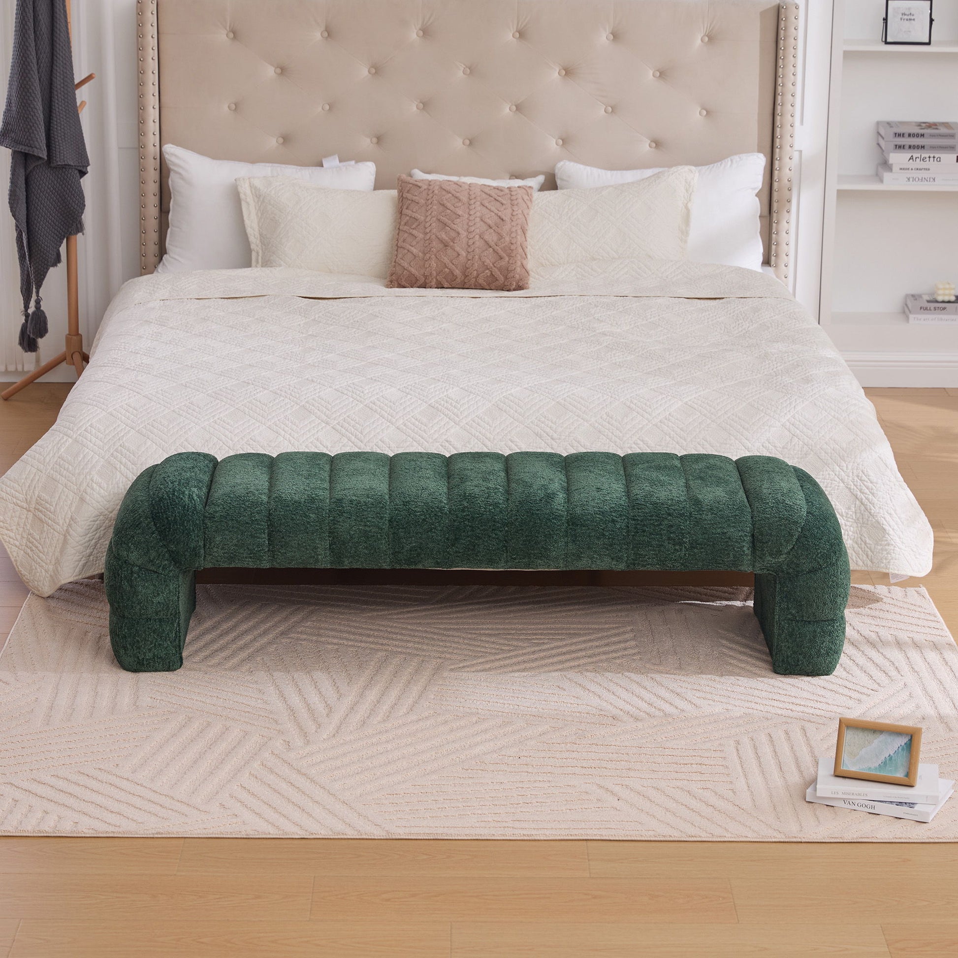 Modern Upholstered Armless Bed Bench With Channel Tufted Design - The Sleep Loft - Online Mattress Showroom NYC