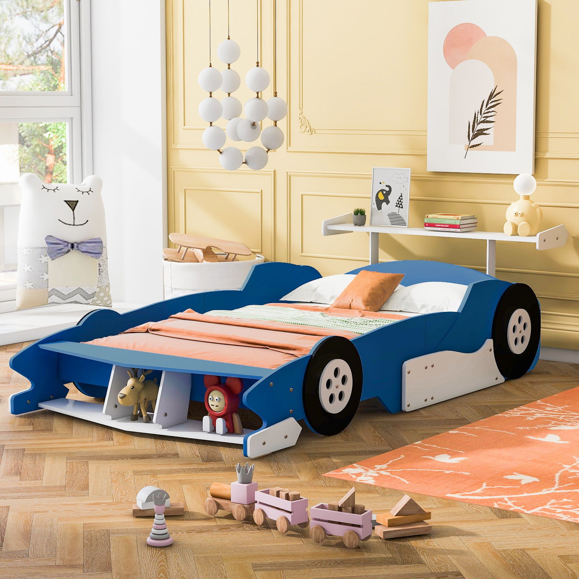 Race Car-Shaped Platform Bed With Wheels - The Sleep Loft - Online Mattress Showroom NYC