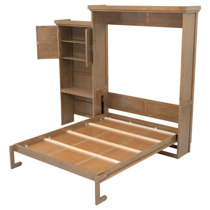 Queen Size Murphy Bed With Louvered Design And Multiple Storage Shelves - Wood - The Sleep Loft - Online Mattress Showroom NYC
