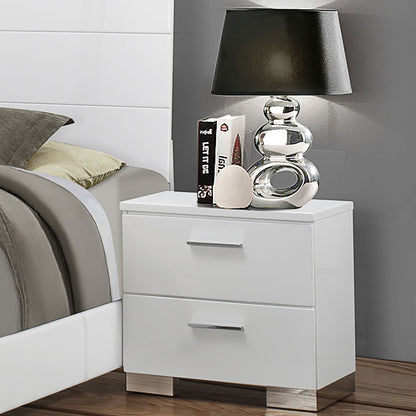 Dulcey - 2 Drawer Nightstand - Gloss White - The Sleep Loft - Online Mattress Showroom NYC