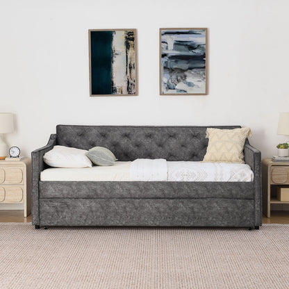 Daybed With Pop Up Trundle And USB Charging Armrest - The Sleep Loft - Online Mattress Showroom NYC