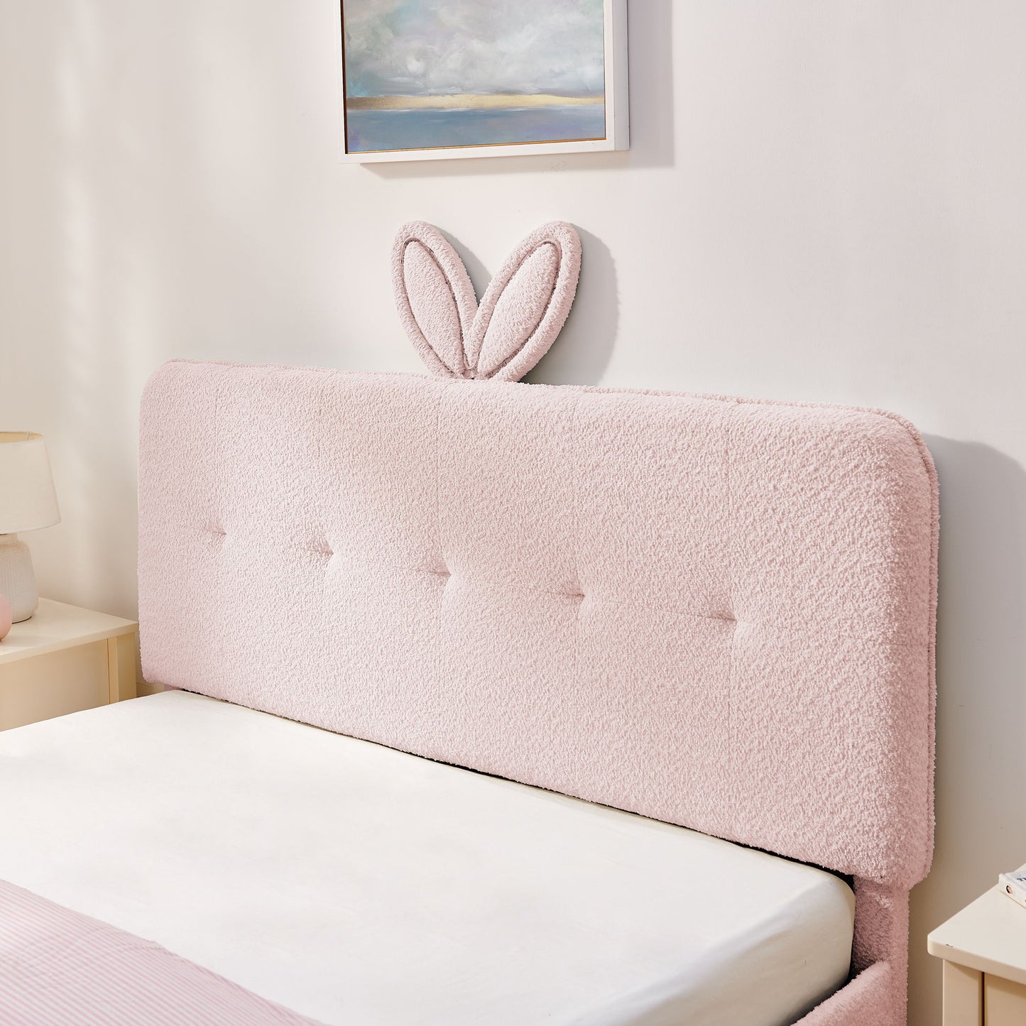 Upholstered Bed With Oversized Rabbit Ear Headboard, LED Lights & 4 Storage Drawers - The Sleep Loft - Online Mattress Showroom NYC