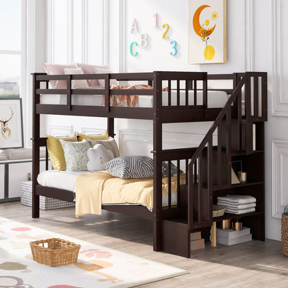 Stairway Bunk Bed With Storage And Guard Rail For Bedroom - The Sleep Loft - Online Mattress Showroom NYC