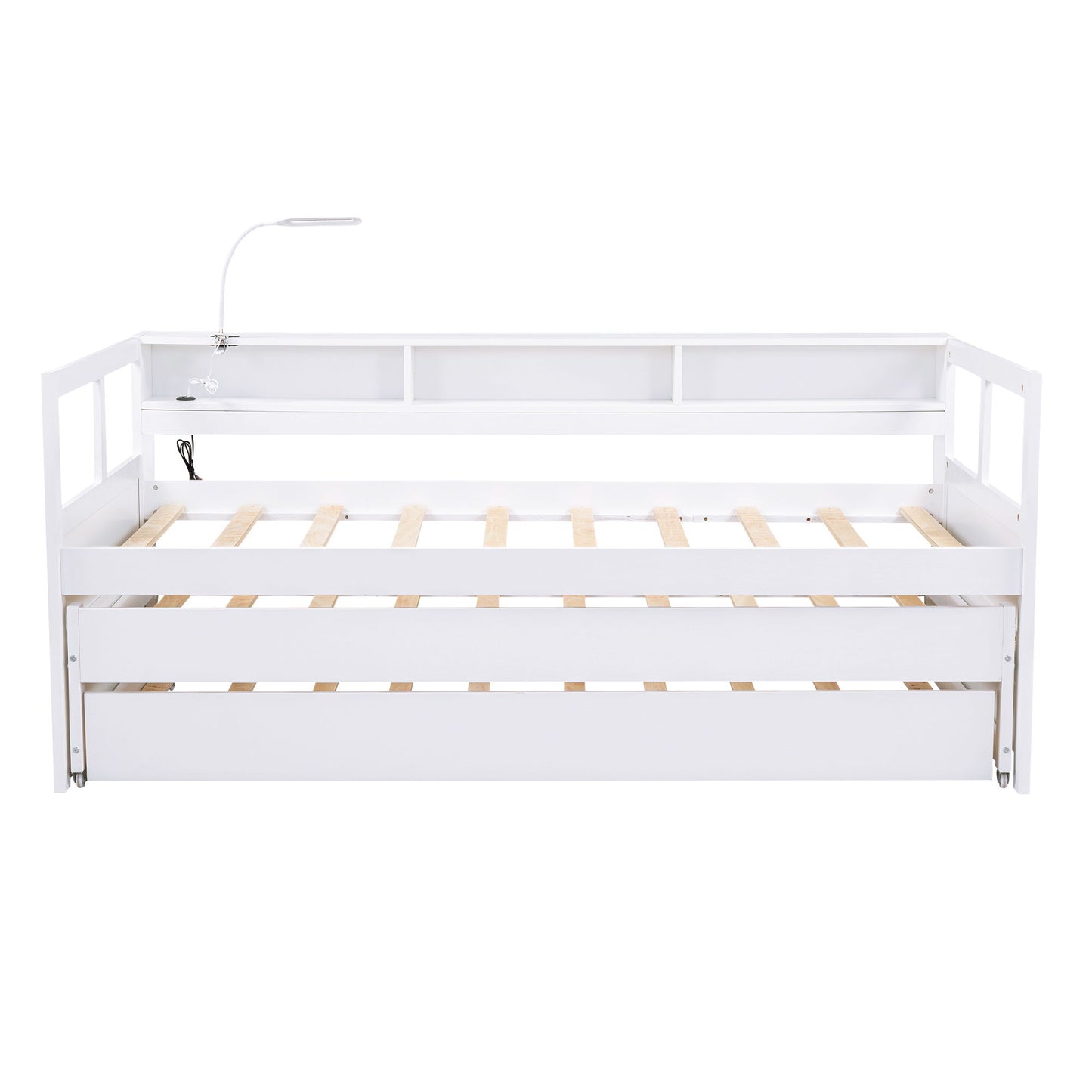 Daybed With 2 Trundles, 3 Storage Cubbies, Built In USB Charging Light - The Sleep Loft - Online Mattress Showroom NYC