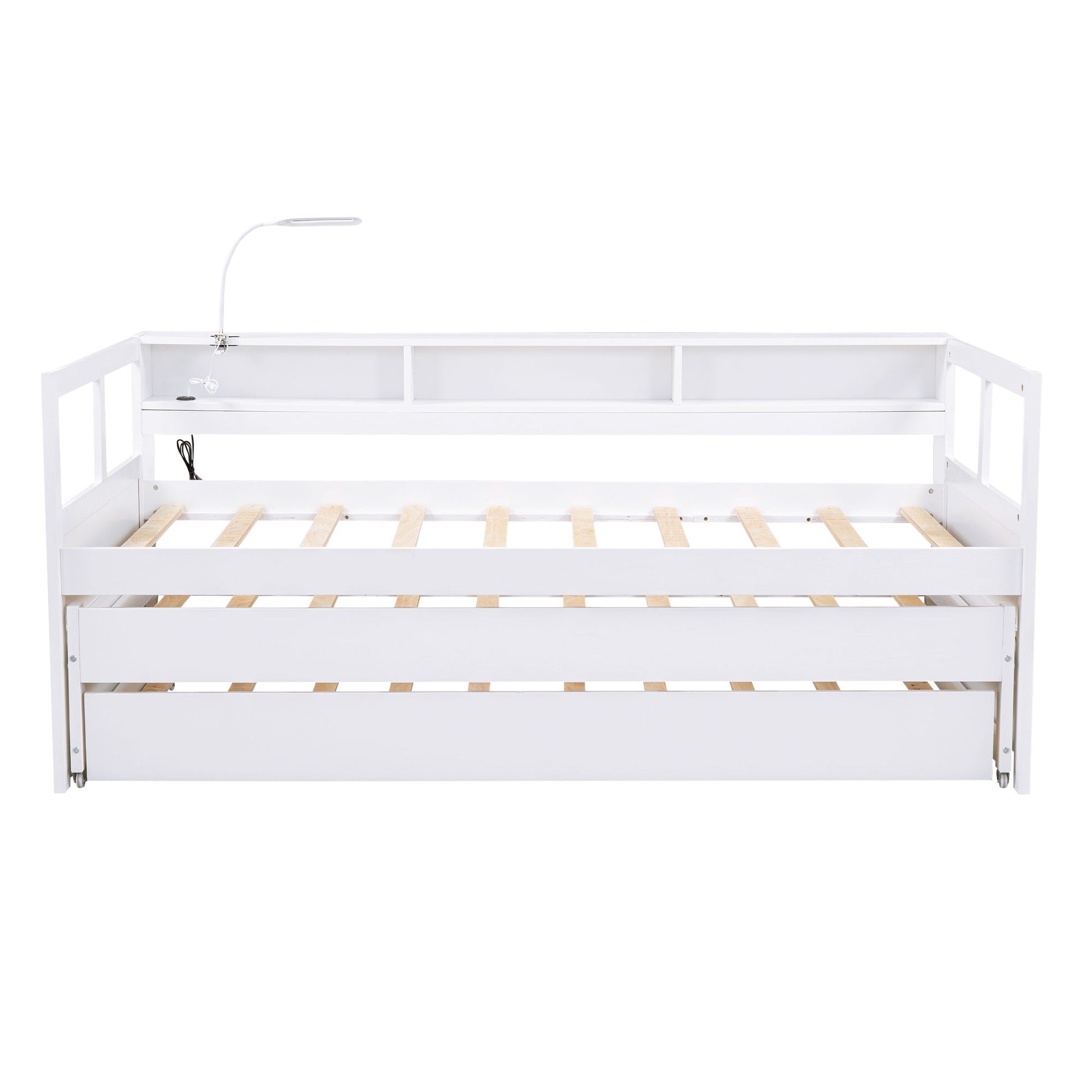 Daybed With 2 Trundles, 3 Storage Cubbies, Built In USB Charging Light - The Sleep Loft - Online Mattress Showroom NYC