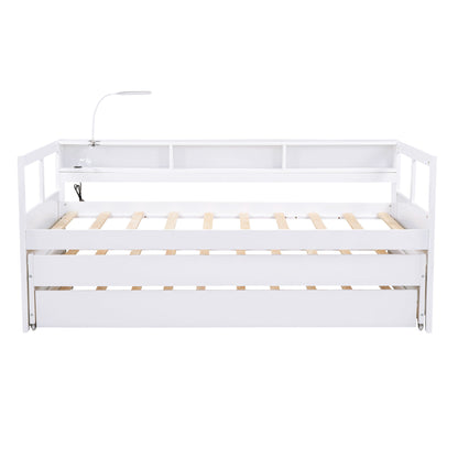 Daybed With 2 Trundles, 3 Storage Cubbies, Built In USB Charging Light - The Sleep Loft - Online Mattress Showroom NYC