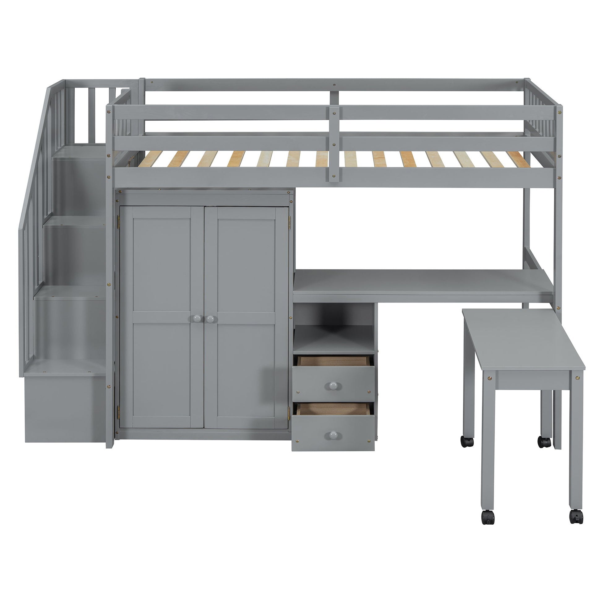 Loft Bed With Stairs, Bookshelf, Drawers, Desk & Wardrobe, Space Saving Multifunctional Furniture - The Sleep Loft - Online Mattress Showroom NYC