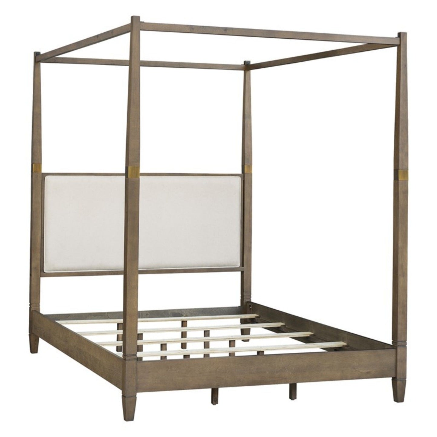 Queen Canopy Bed Frame With Upholstered Headboard - Brown - The Sleep Loft - Online Mattress Showroom NYC