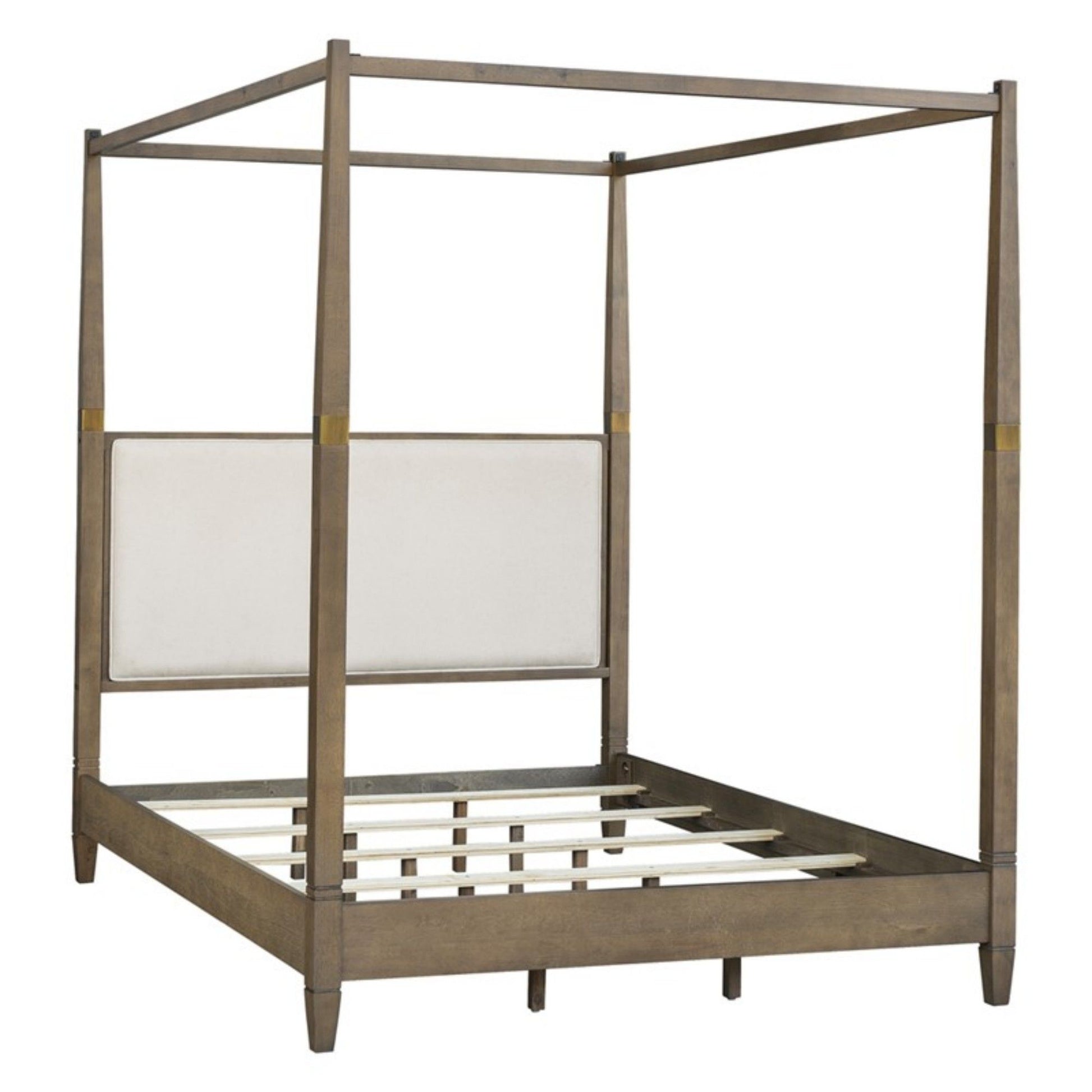 Queen Canopy Bed Frame With Upholstered Headboard - Brown - The Sleep Loft - Online Mattress Showroom NYC