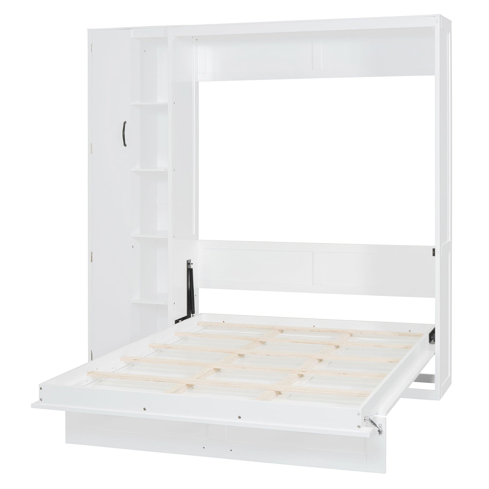 Murphy Wall Bed With Shelves, Wardrobe And LED Lights - The Sleep Loft - Online Mattress Showroom NYC