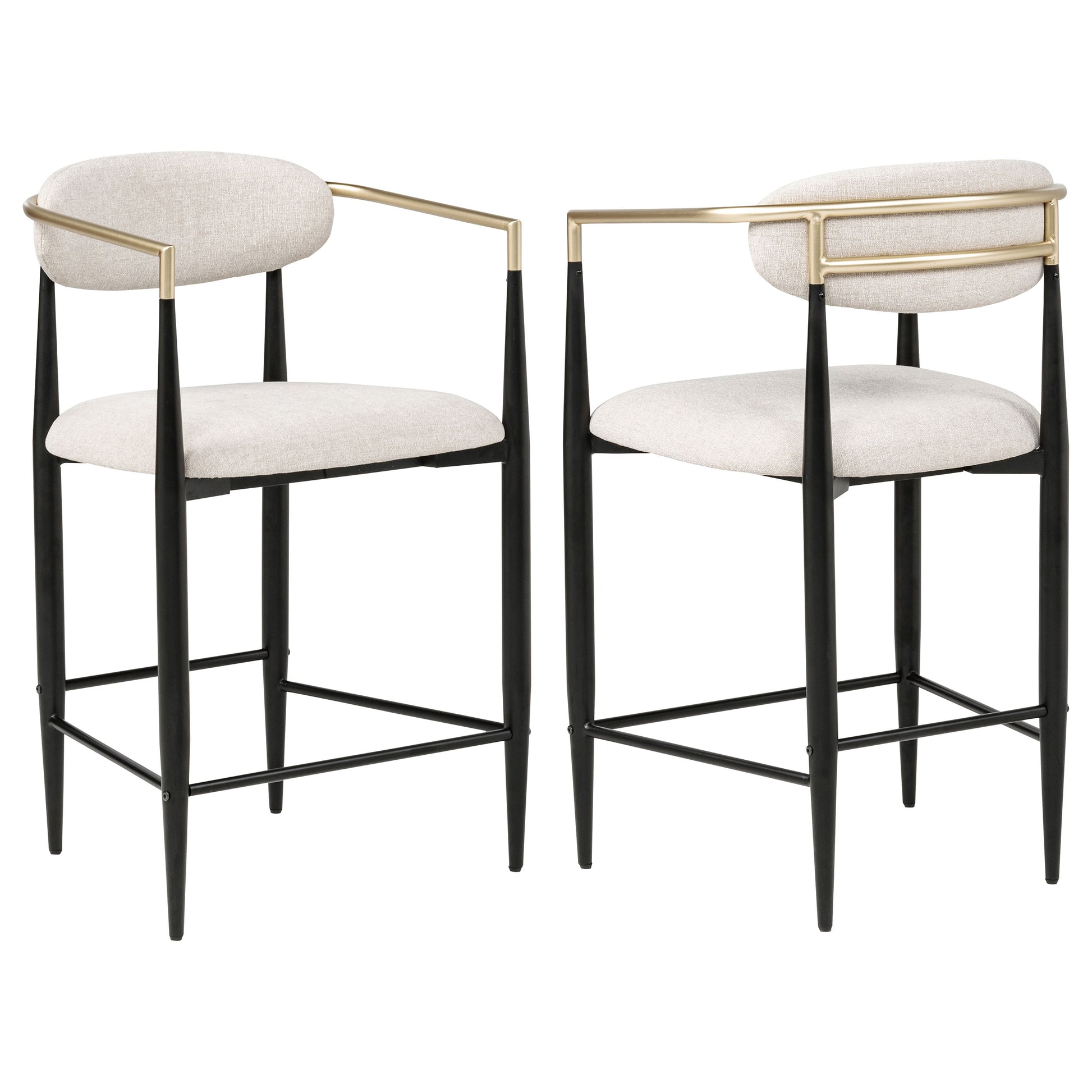 Tina Fabric Upholstered Counter Chair Beige (Set of 2)