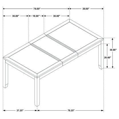 Elodie Rectangular 78-inch Extension Leaf Dining Table Black