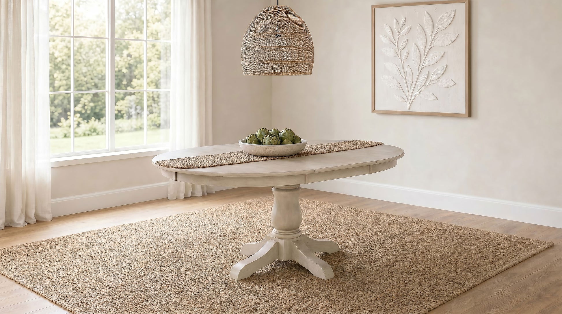 Orrison Oval 62-inch Wood Extension Leaf Dining Table Linen
