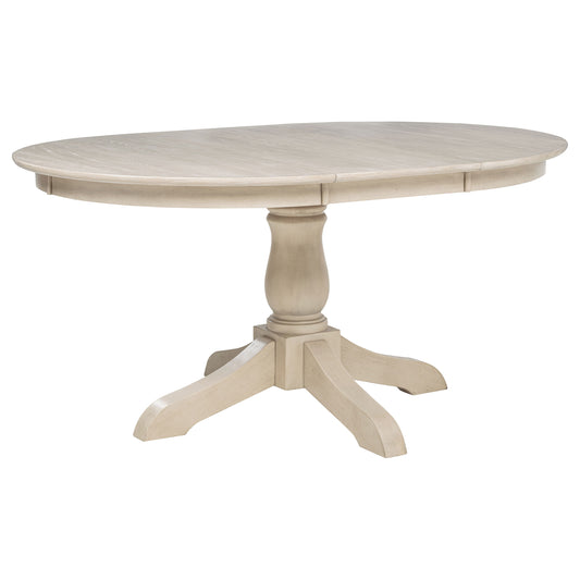 Orrison Oval 62-inch Wood Extension Leaf Dining Table Linen - The Sleep Loft - Online Mattress Showroom NYC