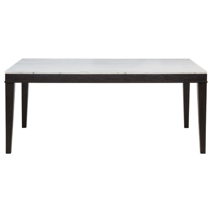 Averill 7-piece White Marble Top Dining Set Dark Grey and Coffee Bean