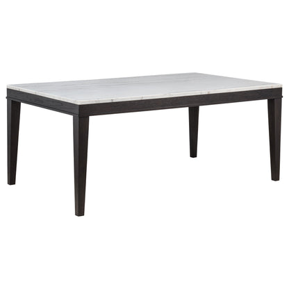 Averill 7-piece White Marble Top Dining Set Tan and Coffee Bean