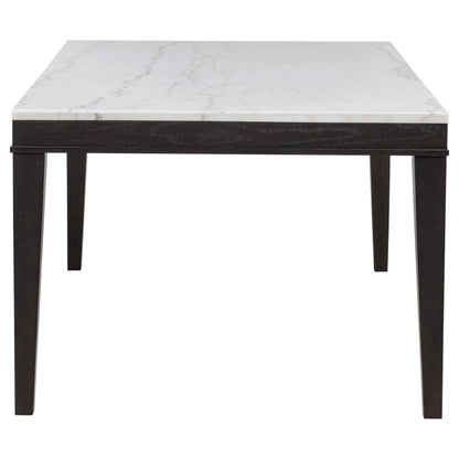 Averill 7-piece White Marble Top Dining Set Tan and Coffee Bean