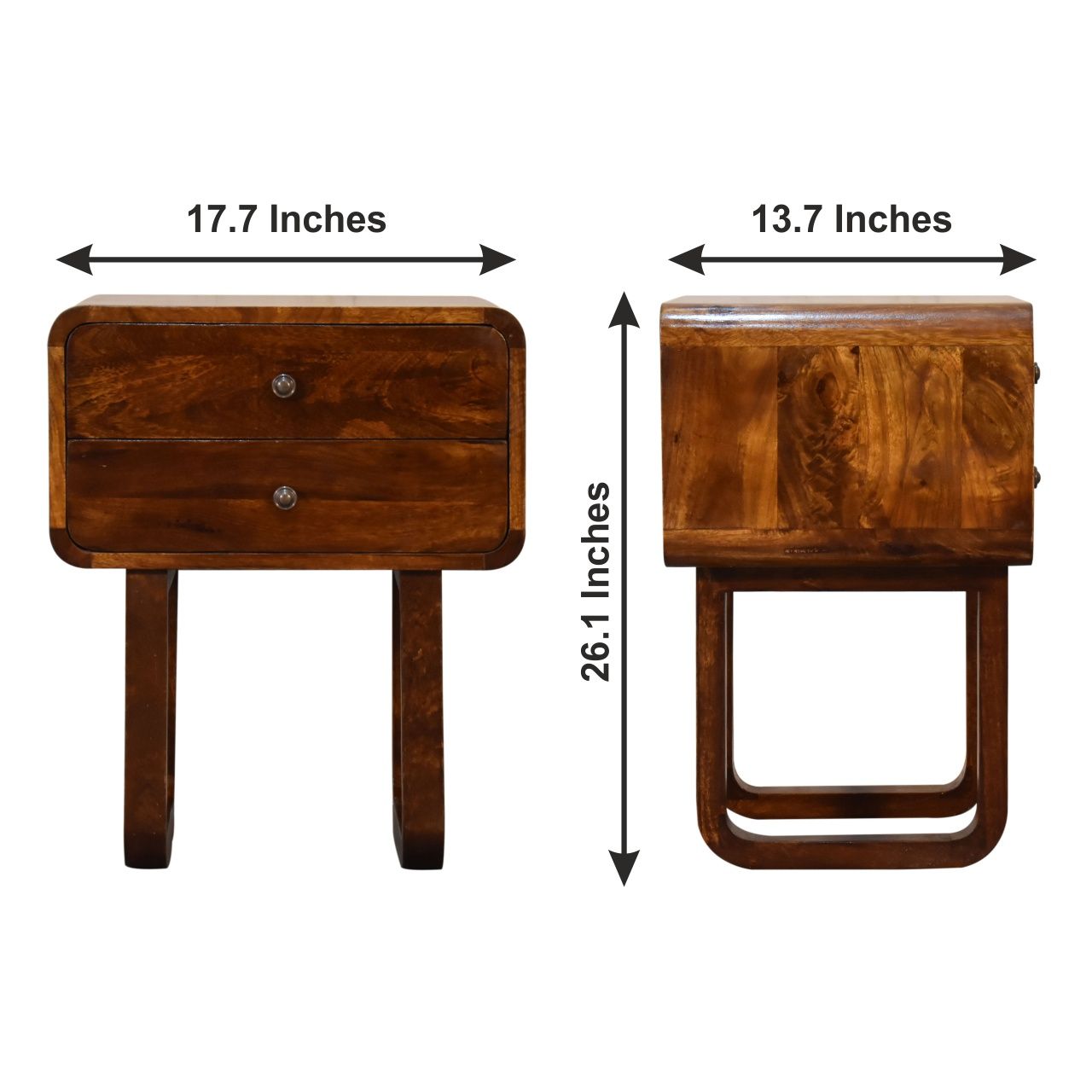 U Curved Nightstand - Brown - The Sleep Loft - Online Mattress Showroom NYC