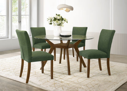 Paxton Round 48-inch Glass Top Wood Dining Table Brown