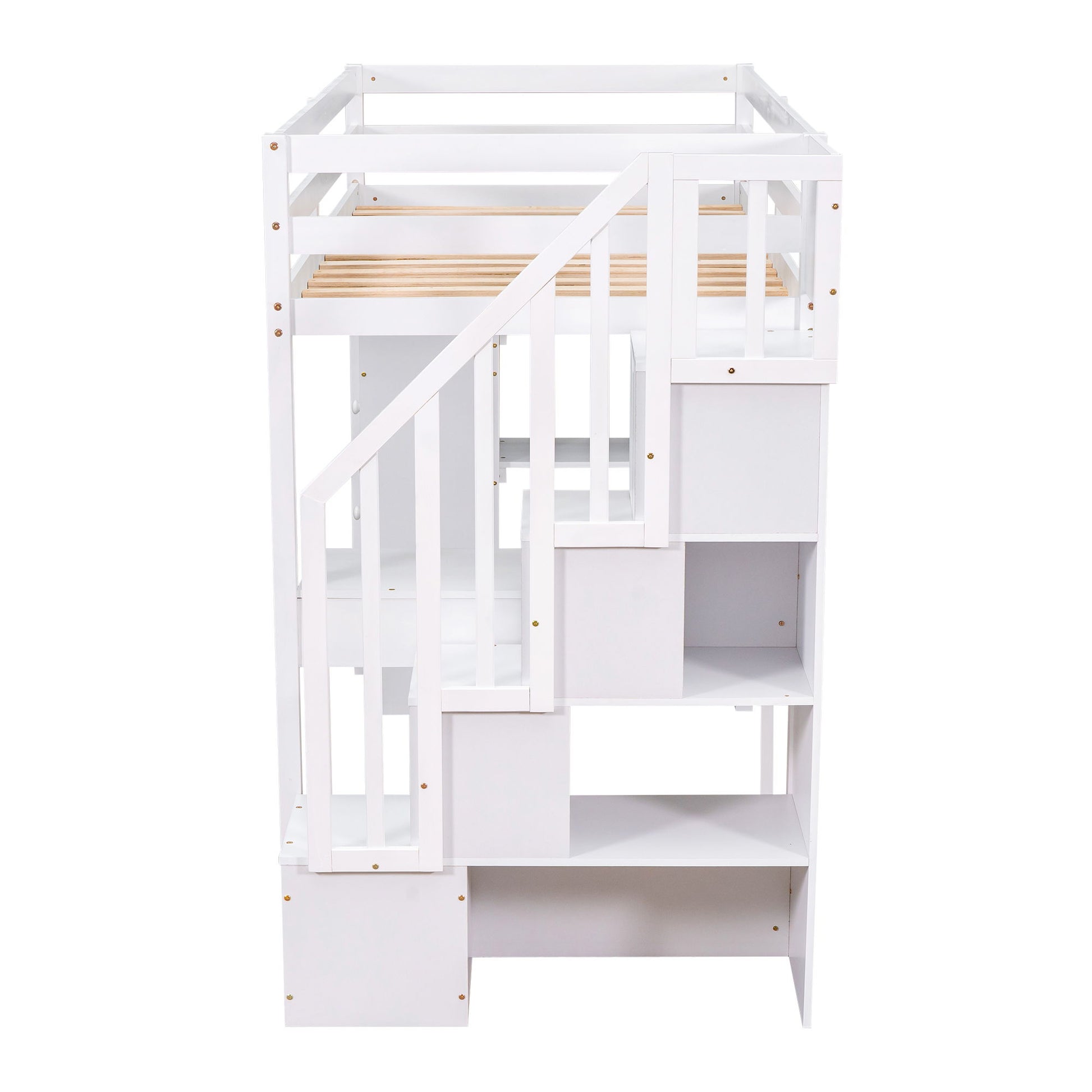 Loft Bed With Storage Drawers, Desk And Stairs With Shelves - The Sleep Loft - Online Mattress Showroom NYC