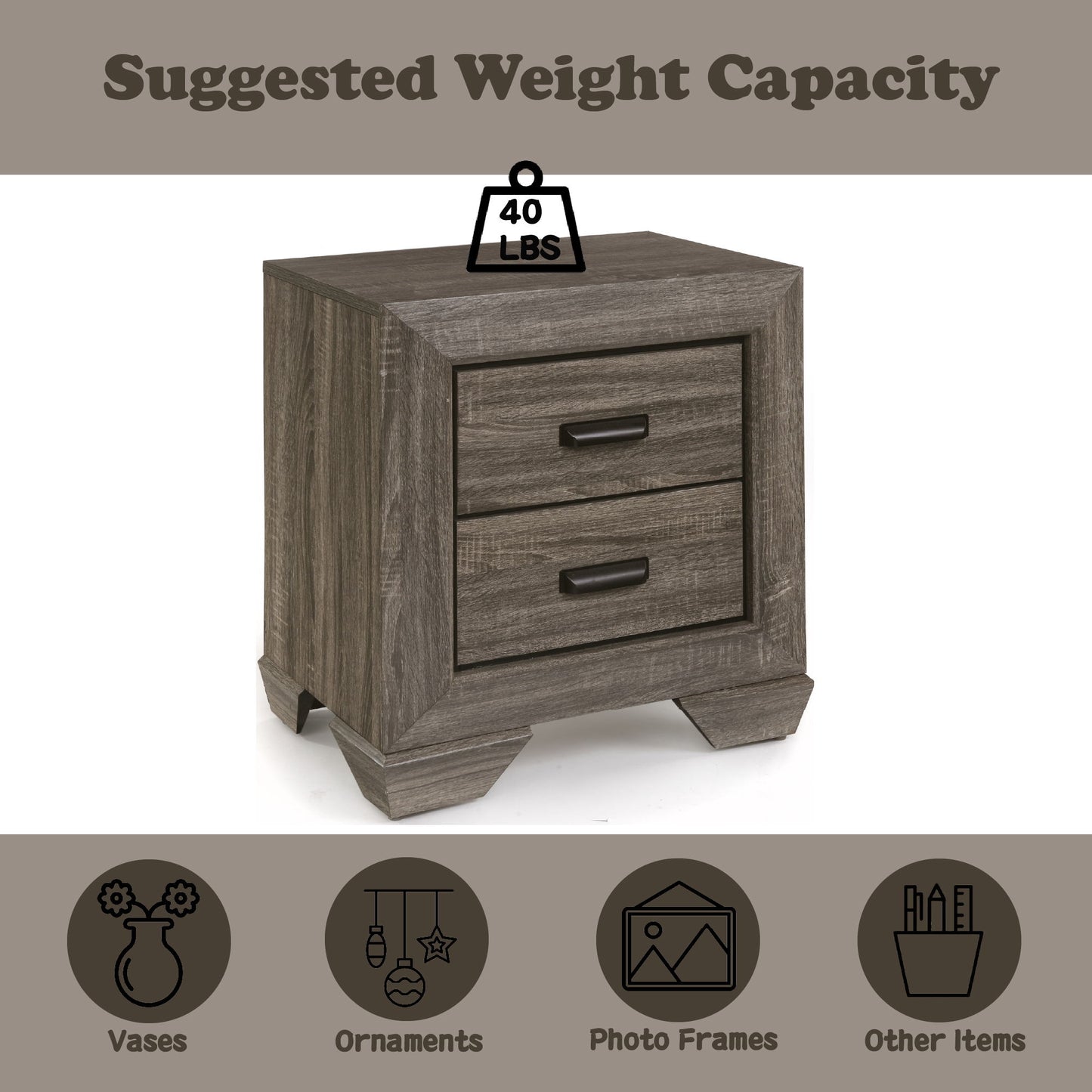 Lyndon - Weathered Grain Nightstand - Gray - The Sleep Loft - Online Mattress Showroom NYC
