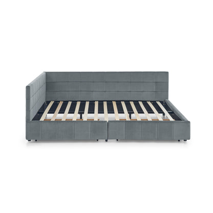 Mid-Century Storage Upholstered Tufted Bed Frame With Backrest And Armrests - The Sleep Loft - Online Mattress Showroom NYC