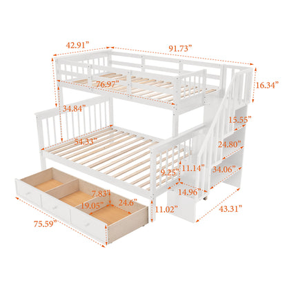 Stairway Bunk Bed With Storage And Guard Rail For Bedroom - The Sleep Loft - Online Mattress Showroom NYC