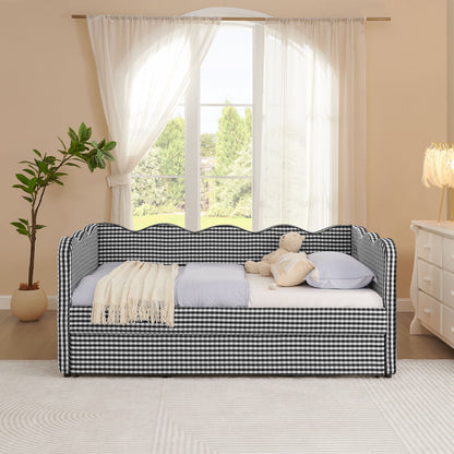 Gingham Daybed With USB Charging Port, Wave Shaped Design - The Sleep Loft - Online Mattress Showroom NYC