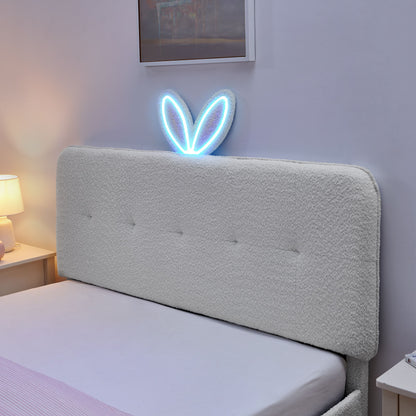 Upholstered Bed With Oversized Rabbit Ear Headboard, LED Lights & 4 Storage Drawers - The Sleep Loft - Online Mattress Showroom NYC