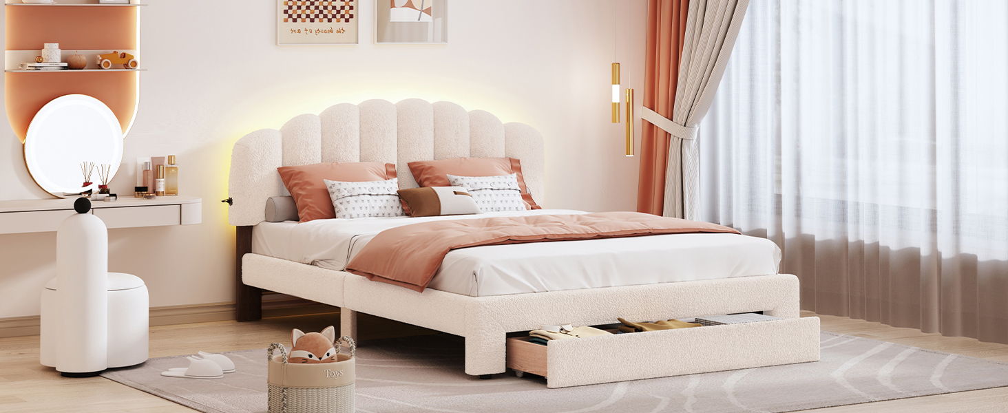 Upholstered Platform Bed With Drawer - The Sleep Loft - Online Mattress Showroom NYC