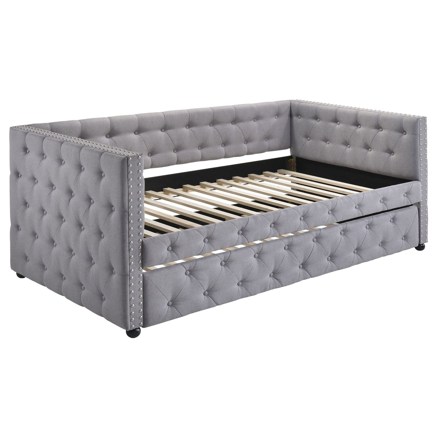 Cross - Upholstered Twin Daybed With Trundle - Gray - The Sleep Loft - Online Mattress Showroom NYC