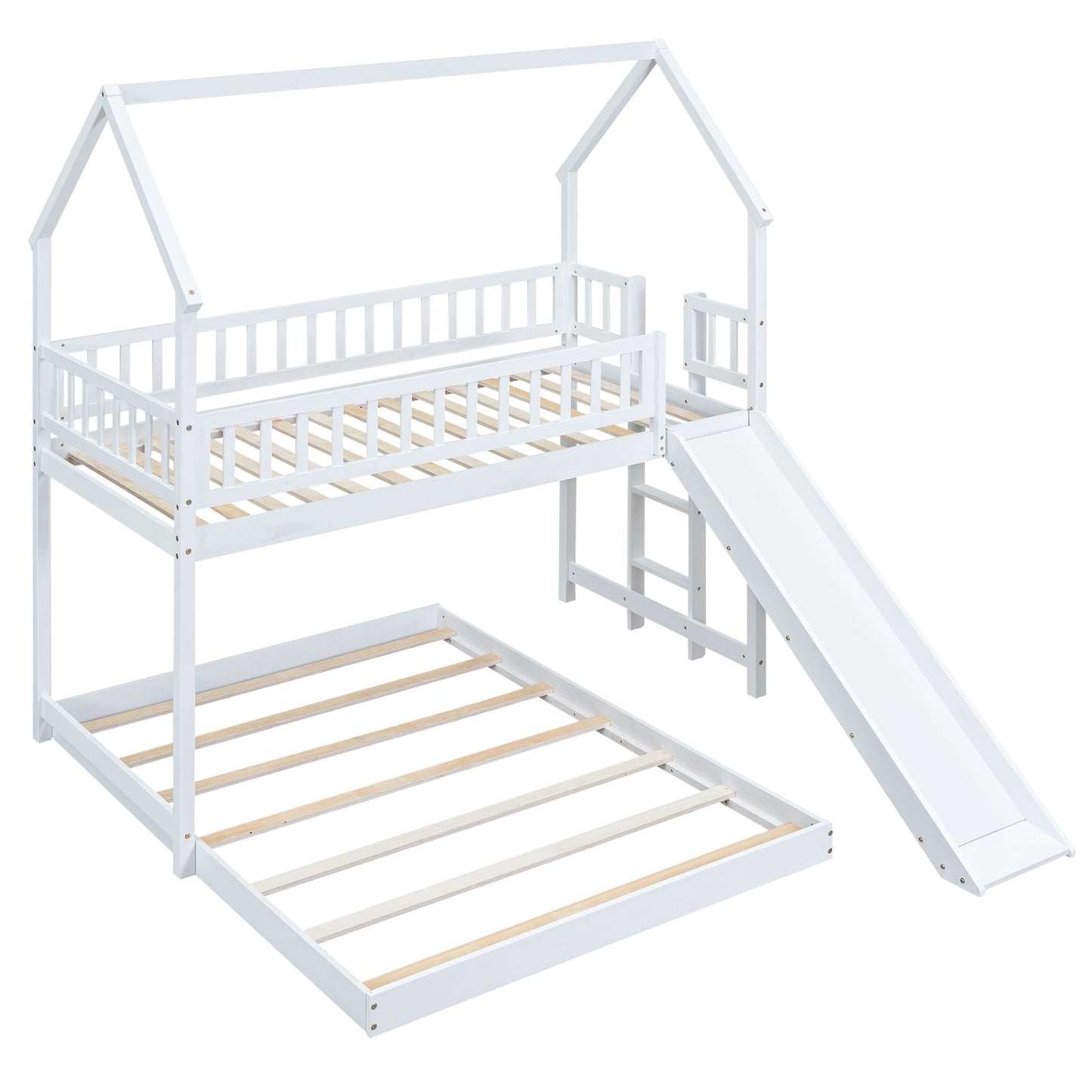 House Bunk Bed With Slide And Built In Ladder - The Sleep Loft - Online Mattress Showroom NYC