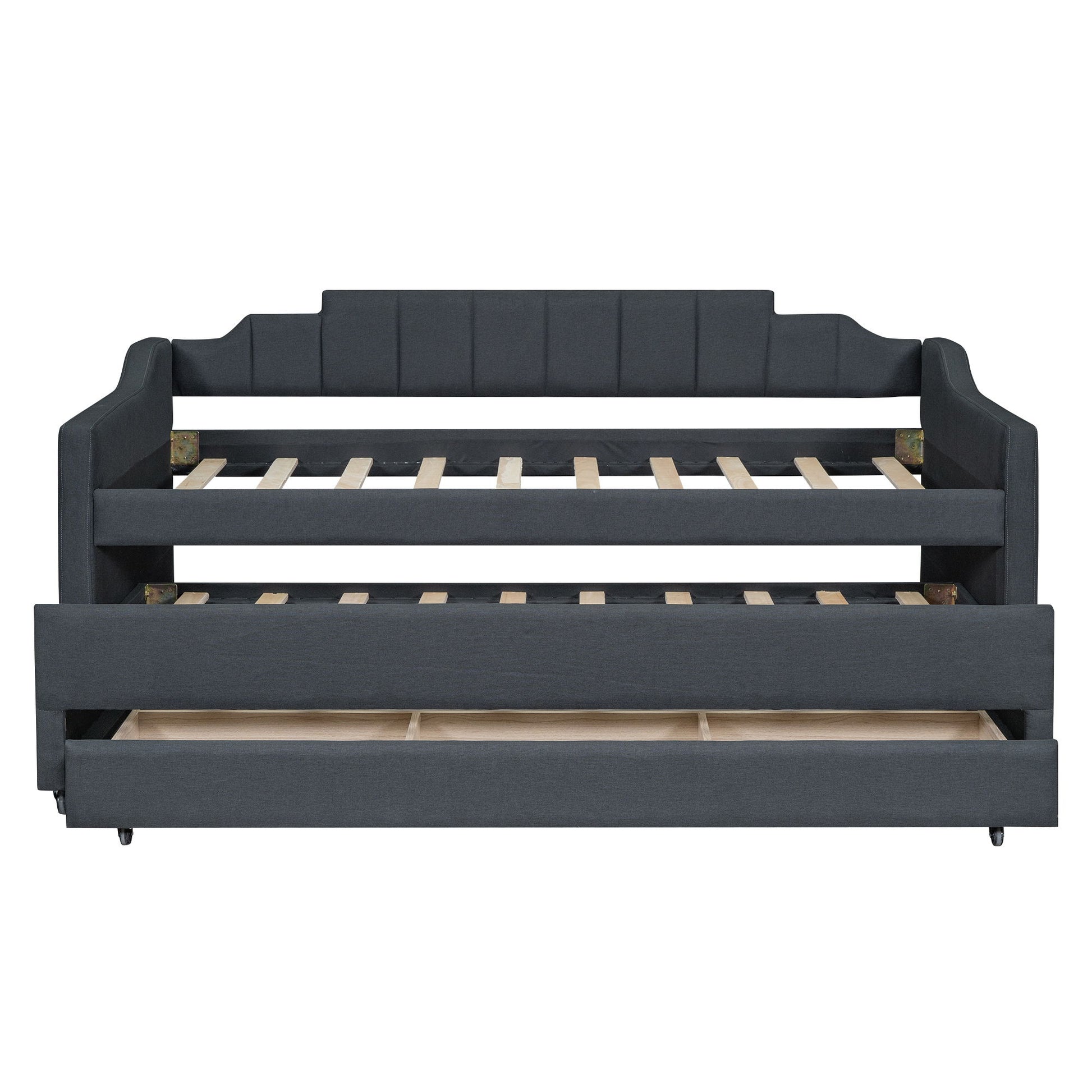 Upholstered Simple Design Daybed With Trundle And 3 Drawers - The Sleep Loft - Online Mattress Showroom NYC