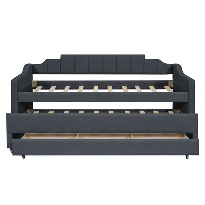 Upholstered Simple Design Daybed With Trundle And 3 Drawers - The Sleep Loft - Online Mattress Showroom NYC