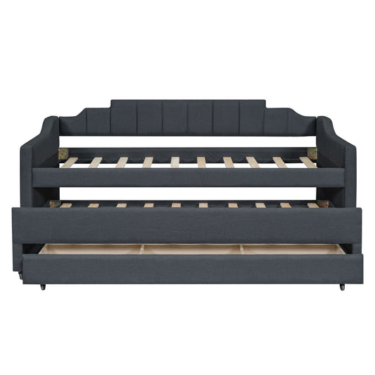 Upholstered Simple Design Daybed With Trundle And 3 Drawers - The Sleep Loft - Online Mattress Showroom NYC