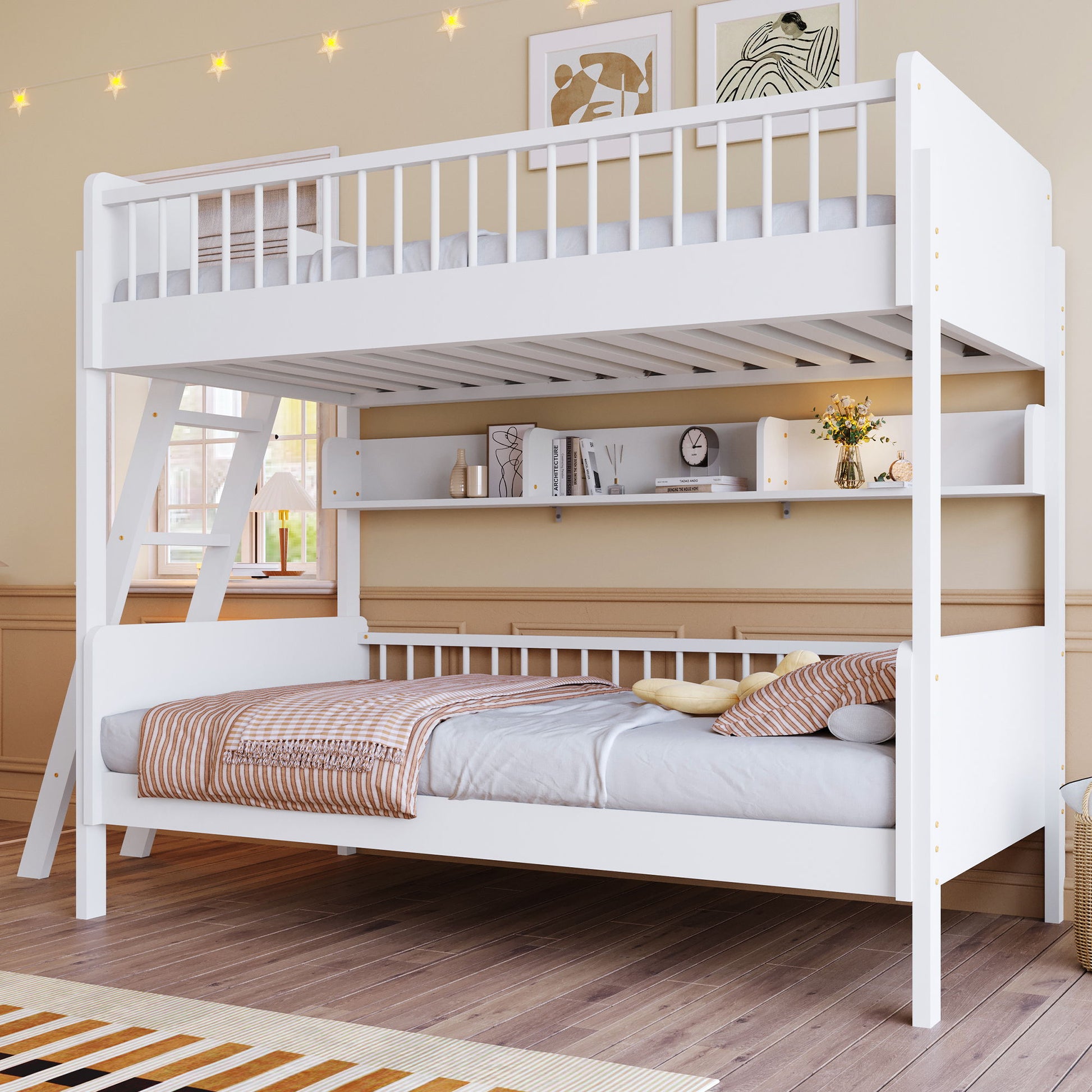 Bunk Bed With 3 Storage Shelves, Adjustable Ladder Left Or Right - The Sleep Loft - Online Mattress Showroom NYC