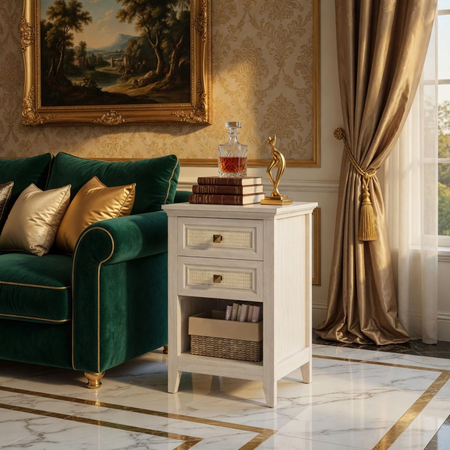Nightstand With 2 Drawers Bedside Table