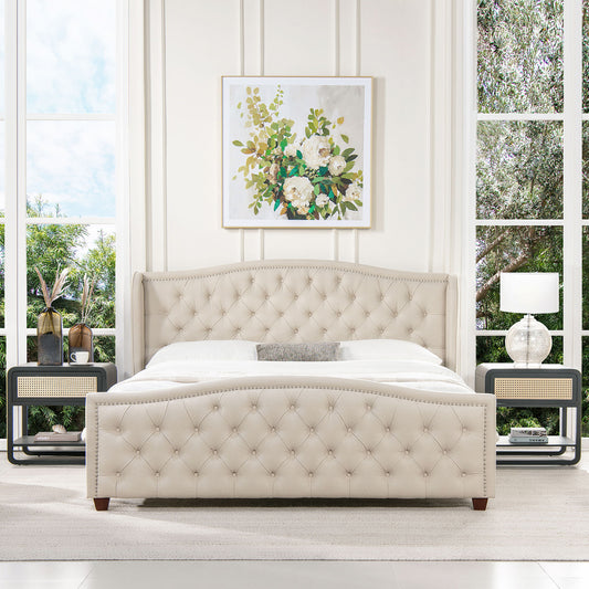 Fontana - Handcrafted Wingback Upholstered Platform Bed Frame - The Sleep Loft - Online Mattress Showroom NYC