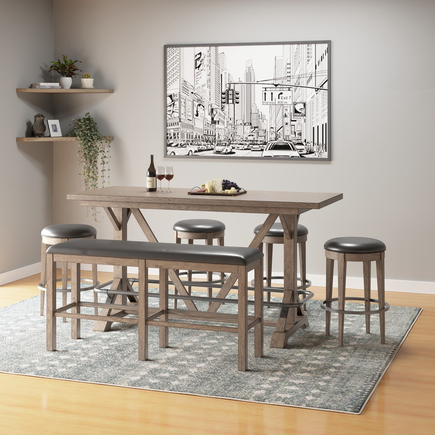 Bar Height Bench - Brown - The Sleep Loft - Online Mattress Showroom NYC