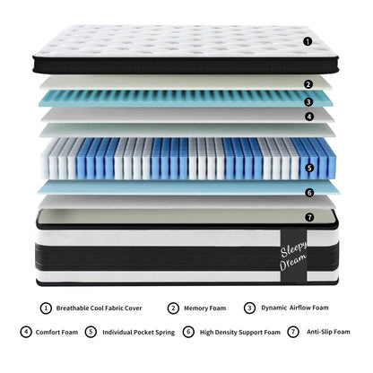 12" Breathable Hybrid Mattress, Memory Foam, Individual Pocket Springs - The Sleep Loft - Online Mattress Showroom NYC