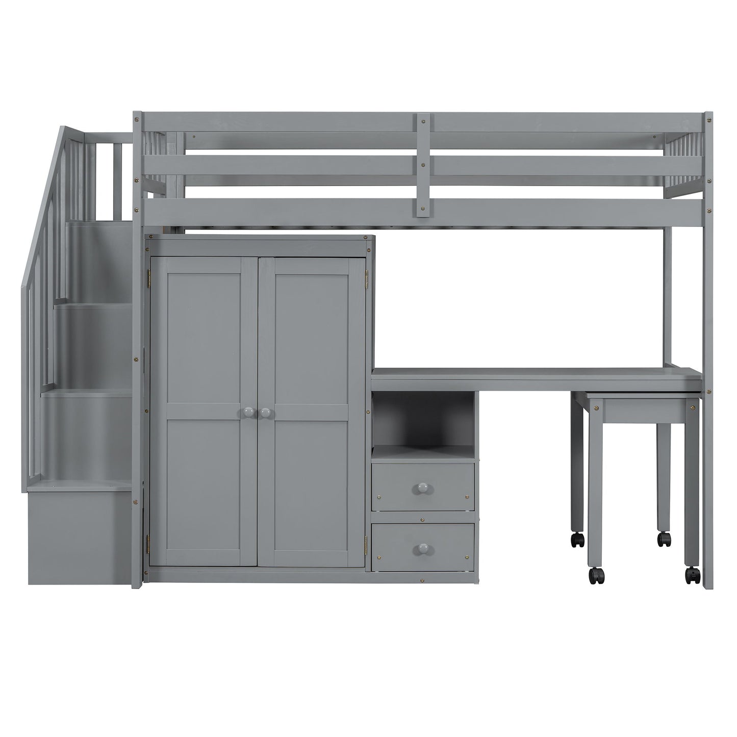 Loft Bed With Stairs, Bookshelf, Drawers, Desk & Wardrobe, Space Saving Multifunctional Furniture - The Sleep Loft - Online Mattress Showroom NYC