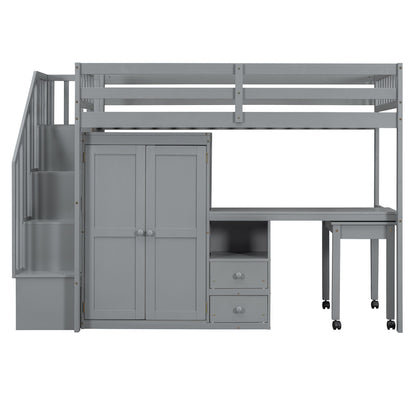 Loft Bed With Stairs, Bookshelf, Drawers, Desk & Wardrobe, Space Saving Multifunctional Furniture - The Sleep Loft - Online Mattress Showroom NYC
