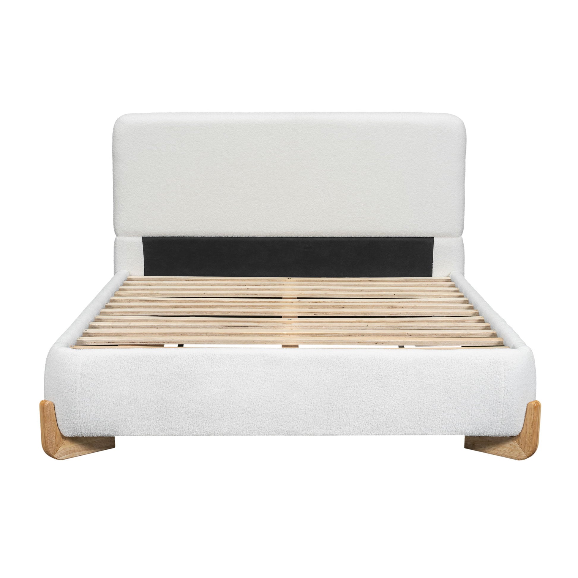 Elegant Boucle Upholstered Bed With Solid Wood Feet - The Sleep Loft - Online Mattress Showroom NYC