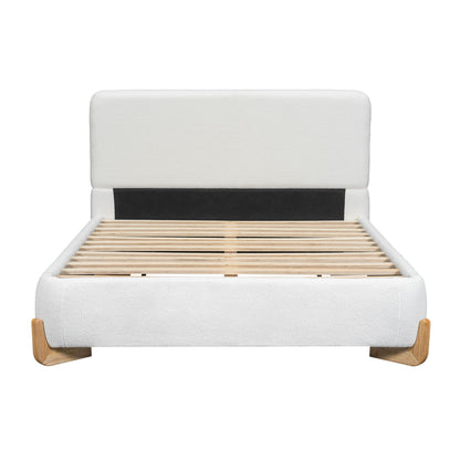 Elegant Boucle Upholstered Bed With Solid Wood Feet - The Sleep Loft - Online Mattress Showroom NYC