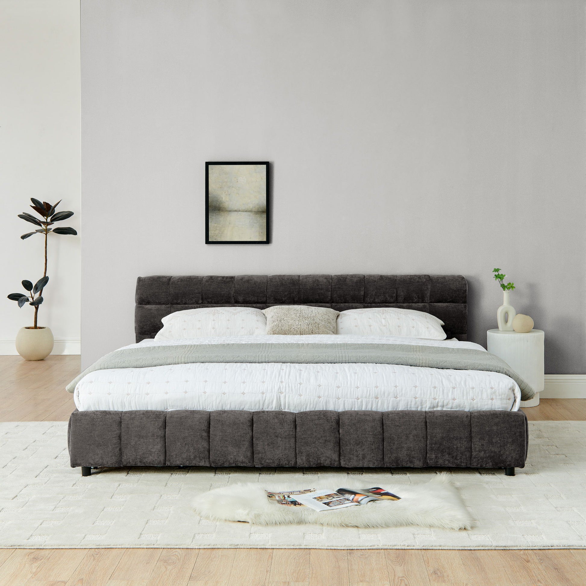 Modern Platform Bed Frame With Thick Fabric - The Sleep Loft - Online Mattress Showroom NYC