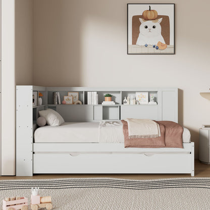 Daybed With Storage Shelves, USB Charging, And Trundle Bed - The Sleep Loft - Online Mattress Showroom NYC