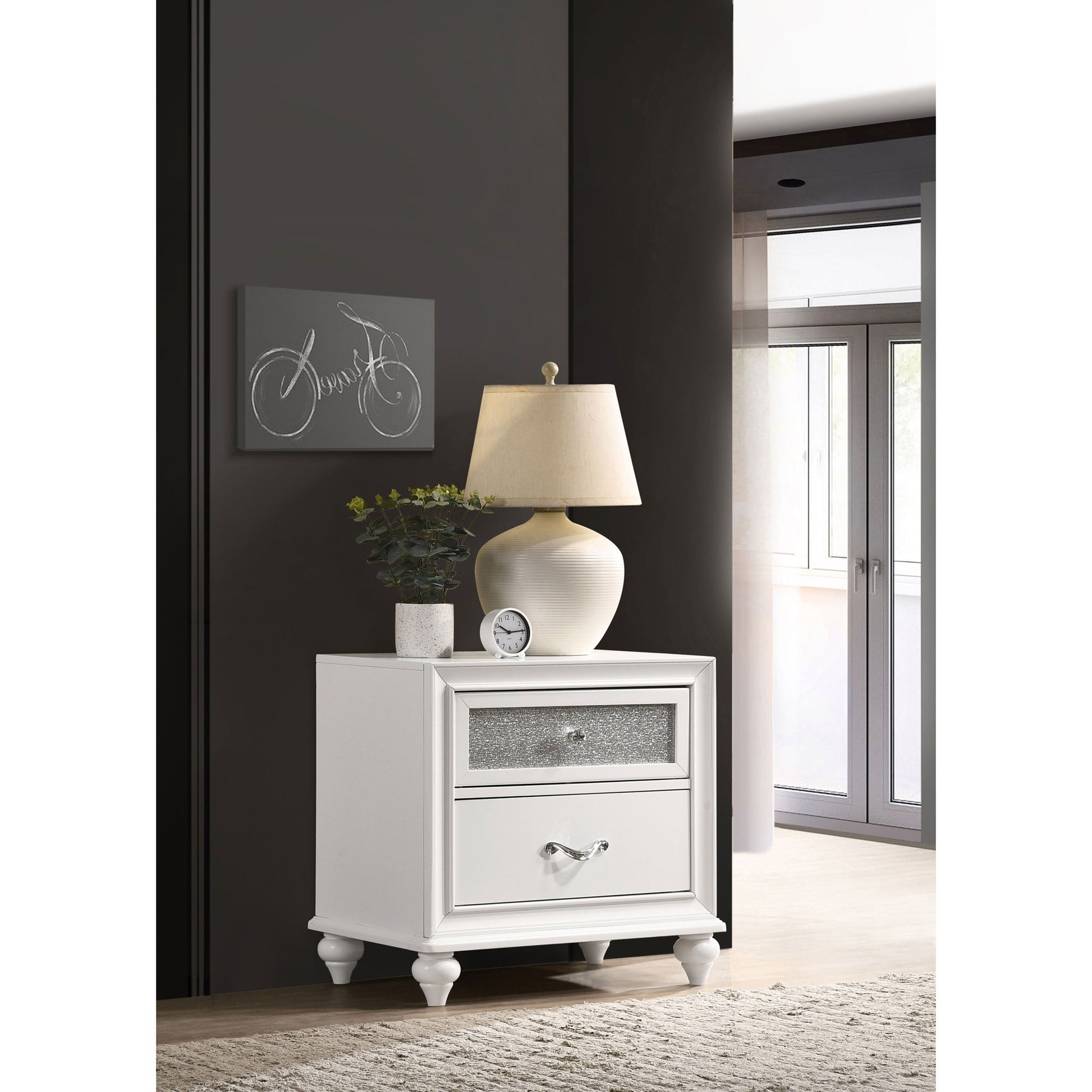 Barzini - 2 Drawer Nightstand Storage - White - The Sleep Loft - Online Mattress Showroom NYC