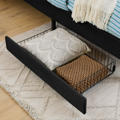 Upholstered Platform Bed Frame With 2 Storage Drawers And Adjustable Sofa Bed - The Sleep Loft - Online Mattress Showroom NYC